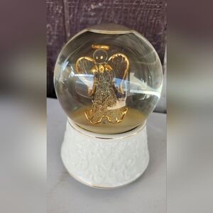 Gold Angel Snow Globe with White Base